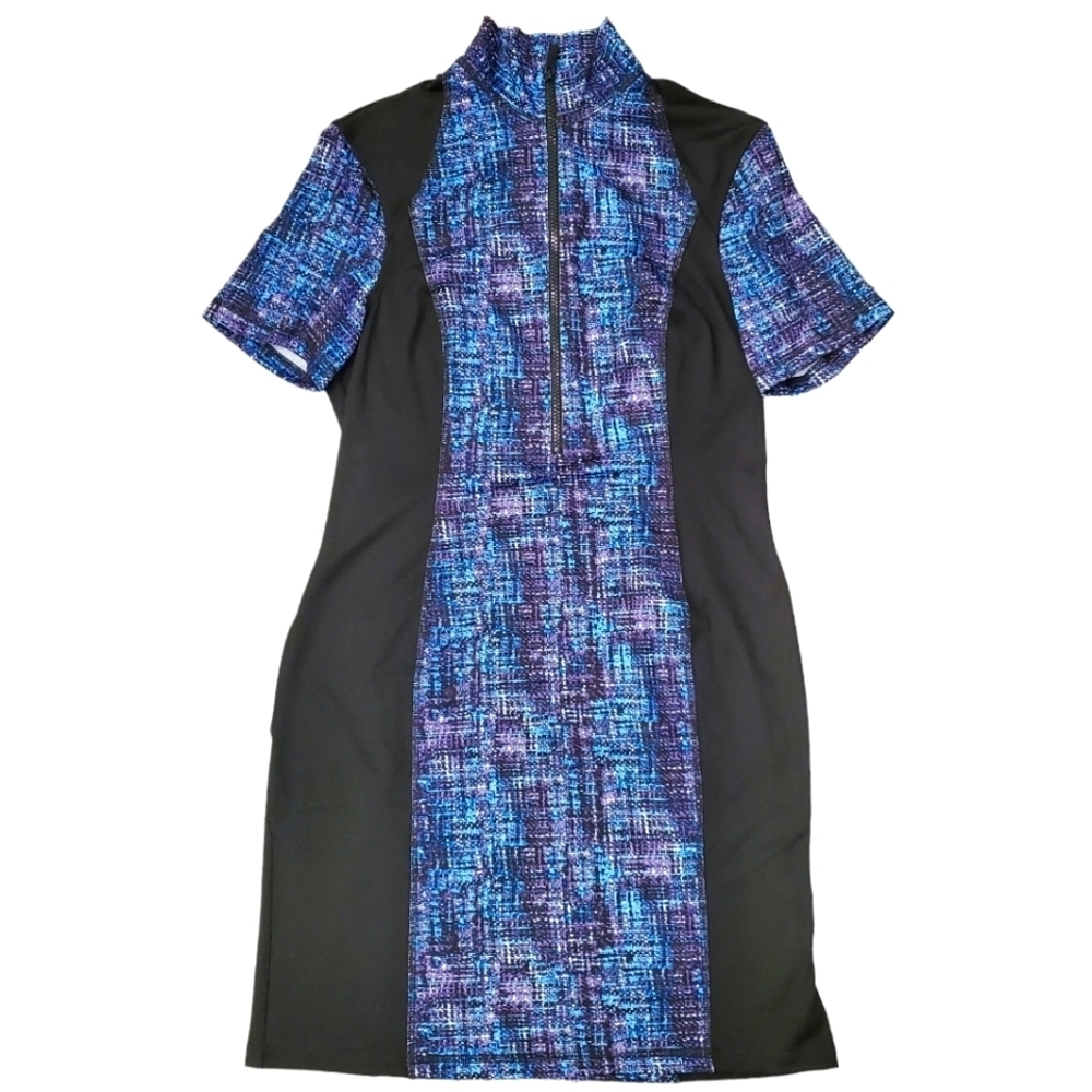 Beth Depass Dress Golf Activewear Tennis Prep Black Purple Blue Abstract Print